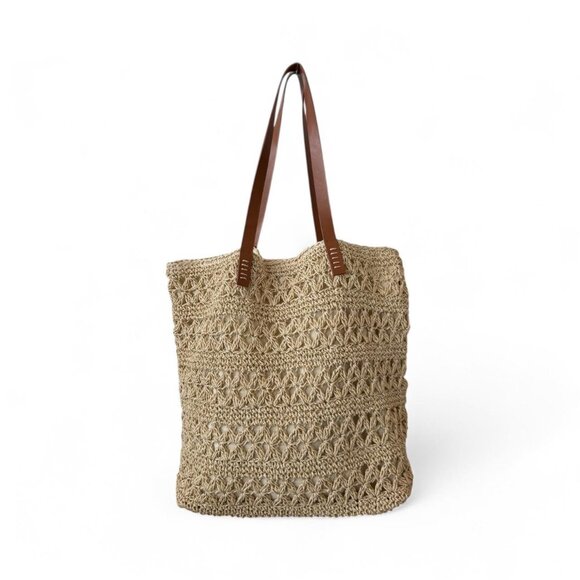Nordstrom Packable Metallic Thread Woven Tote/ Beach Bag - Picture 1 of 4